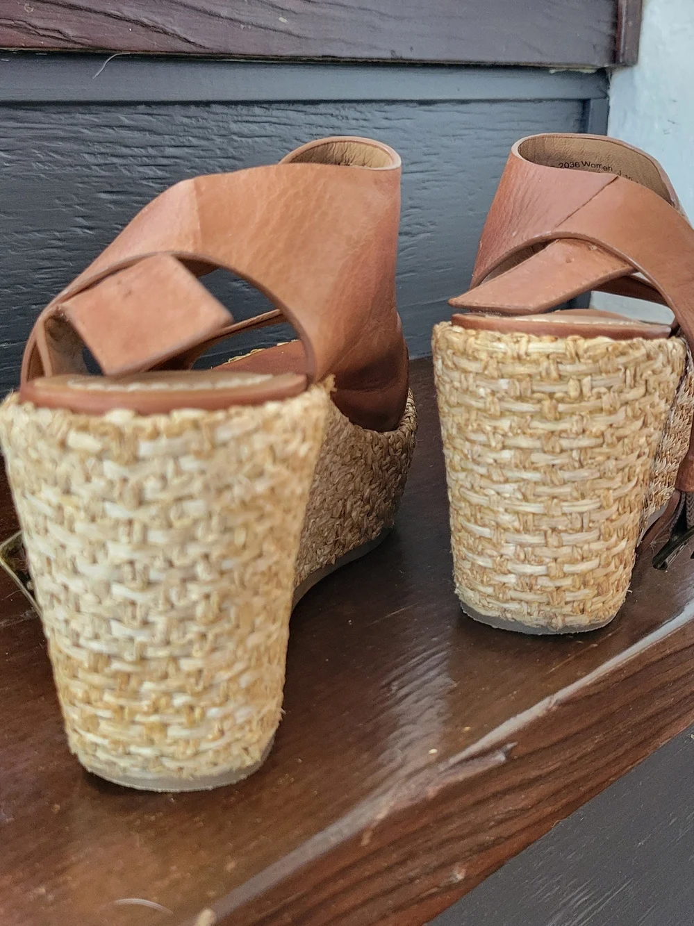 Trask: Women’s Brown Wedge Sandals - Leather